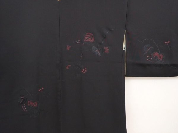 Photo3: 6622T06z540 Vintage Japanese Kimono Silk HAORI Grape Black (3)