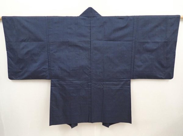 Photo2: 6622T07z520 Vintage Japanese Kimono Silk Men's Oshima HAORI Shunga Navy (2)