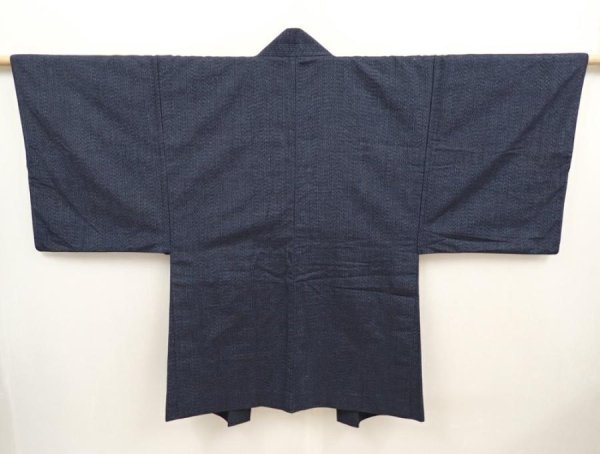 Photo4: 6622T09z530 Vintage Japanese Kimono Silk Men's HAORI Old coins Blue-Gray (4)