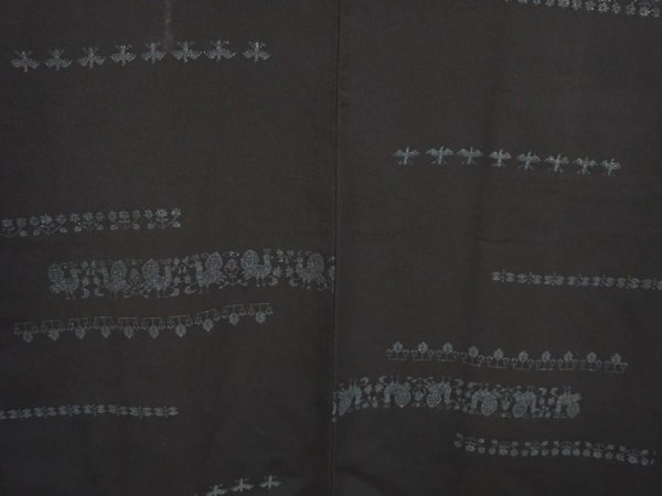 Photo3: 6622T10z560 Vintage Japanese Kimono Silk HAORI Bird Black (3)