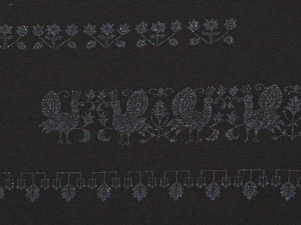 Photo4: 6622T10z560 Vintage Japanese Kimono Silk HAORI Bird Black (4)