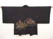 Photo1: 6622T11z510 Vintage Japanese Kimono Silk HAORI Trees Black (1)