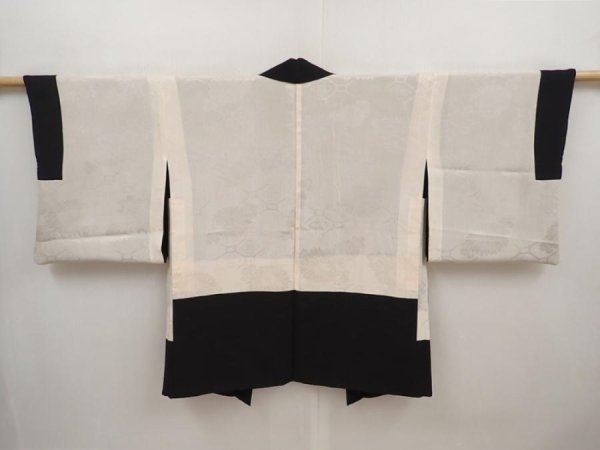 Photo6: 6622T11z510 Vintage Japanese Kimono Silk HAORI Trees Black (6)
