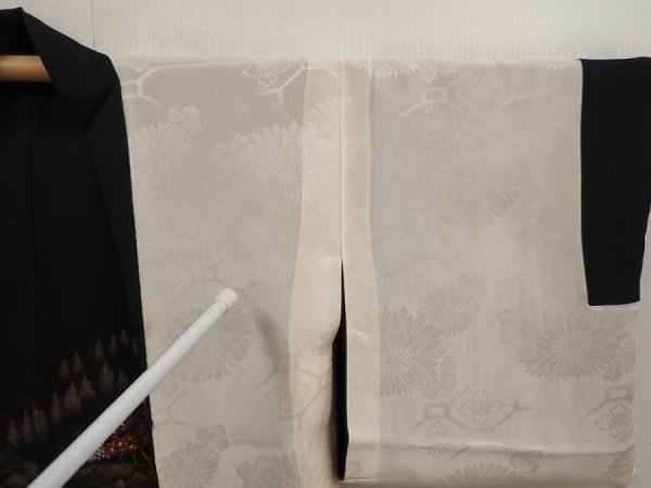 Photo8: 6622T11z510 Vintage Japanese Kimono Silk HAORI Trees Black (8)