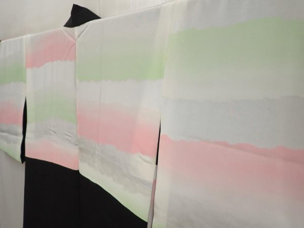 Photo8: 6622T12z590 Vintage Japanese Kimono Silk HAORI Trees Black (8)