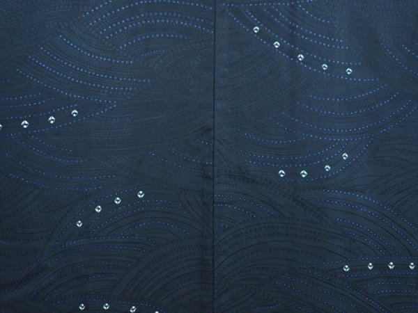Photo3: 6626T01z560 Vintage Japanese Kimono Silk HAORI  Dark navy (3)