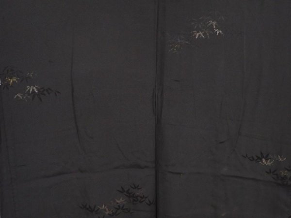 Photo5: 6626T02z460 Vintage Japanese Kimono Silk HAORI Bamboo grass Black (5)
