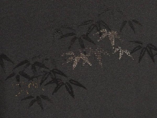 Photo6: 6626T02z460 Vintage Japanese Kimono Silk HAORI Bamboo grass Black (6)