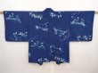 Photo1: 6626T03z410 Vintage Japanese Kimono Silk HAORI Flower Dark blue (1)