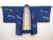 Photo5: 6626T03z410 Vintage Japanese Kimono Silk HAORI Flower Dark blue (5)