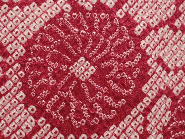 Photo4: 6626T04z580 Vintage Japanese Kimono Silk SHIBORI HAORI Dull red (4)
