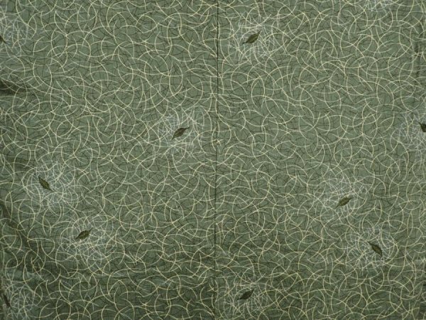 Photo3: 6626T05z400 Vintage Japanese Kimono Silk HAORI Leaf Grass green (3)