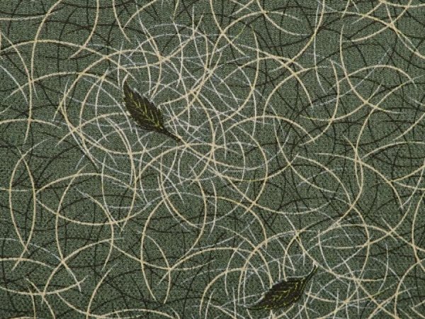 Photo4: 6626T05z400 Vintage Japanese Kimono Silk HAORI Leaf Grass green (4)