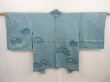 Photo1: 6626T06z520 Vintage Japanese Kimono Silk SHIBORI HAORI  Deep cyan (1)