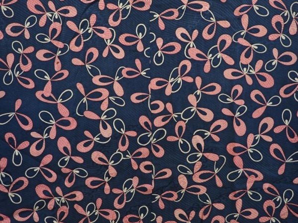 Photo3: 6626T07z340 Vintage Japanese Kimono Silk HAORI  Navy (3)