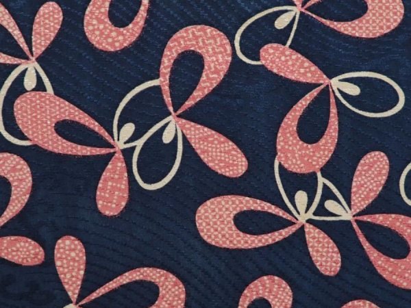 Photo4: 6626T07z340 Vintage Japanese Kimono Silk HAORI  Navy (4)