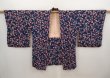 Photo7: 6626T07z340 Vintage Japanese Kimono Silk HAORI  Navy (7)