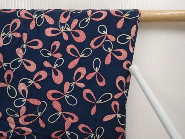 Photo8: 6626T07z340 Vintage Japanese Kimono Silk HAORI  Navy (8)