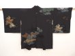 Photo1: 6626T08z500 Vintage Japanese Kimono Silk HAORI Cloud Black (1)