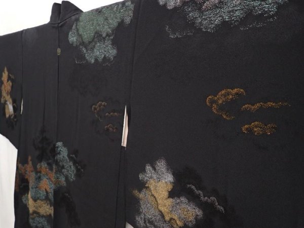 Photo2: 6626T08z500 Vintage Japanese Kimono Silk HAORI Cloud Black (2)