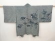 Photo1: 6626T09z440 Vintage Japanese Kimono Silk SHIBORI HAORI  Dark cyan (1)