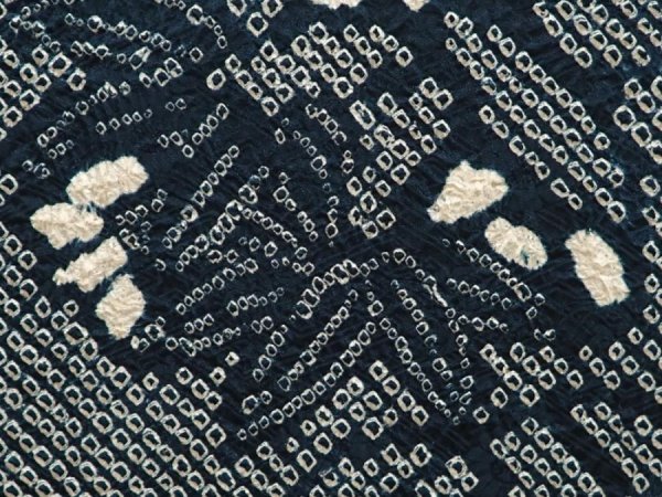 Photo4: 6626T09z440 Vintage Japanese Kimono Silk SHIBORI HAORI  Dark cyan (4)