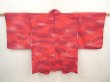 Photo1: 6626T10z530 Vintage Japanese Kimono Silk HAORI  Red-Pink (1)