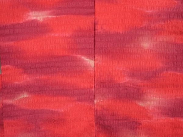Photo3: 6626T10z530 Vintage Japanese Kimono Silk HAORI  Red-Pink (3)