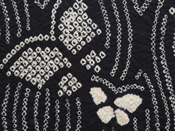 Photo4: 6626T11z460 Vintage Japanese Kimono Silk SHIBORI HAORI Butterfly Black (4)