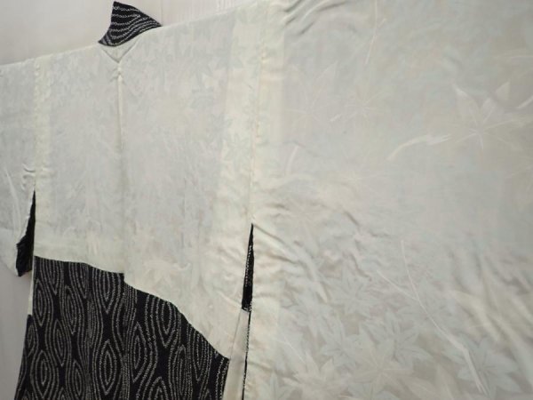 Photo7: 6626T11z460 Vintage Japanese Kimono Silk SHIBORI HAORI Butterfly Black (7)