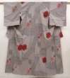 Photo1: 6626T12z870 Vintage Japanese Kimono Silk OMESHI Rose Gray (1)