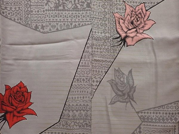 Photo5: 6626T12z870 Vintage Japanese Kimono Silk OMESHI Rose Gray (5)