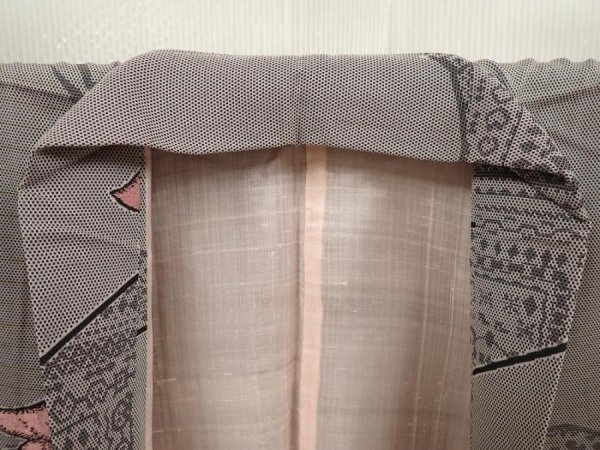 Photo7: 6626T12z870 Vintage Japanese Kimono Silk OMESHI Rose Gray (7)