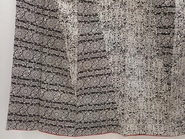 Photo4: 6626T13z940 Vintage Japanese Kimono Silk KOMON Flower Black (4)
