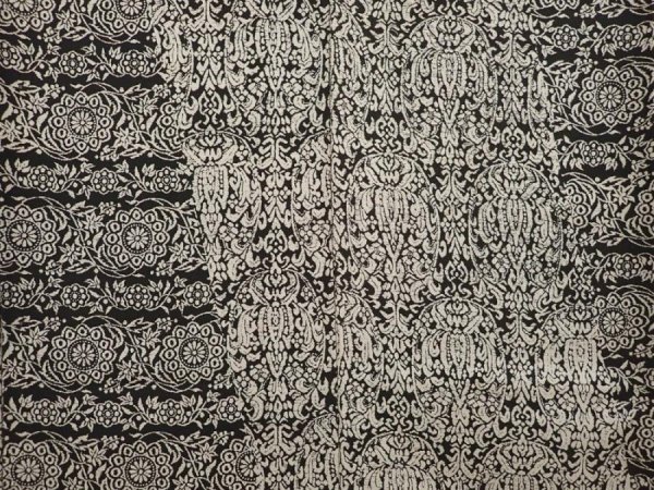 Photo5: 6626T13z940 Vintage Japanese Kimono Silk KOMON Flower Black (5)
