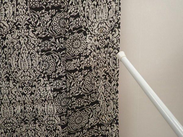 Photo8: 6626T13z940 Vintage Japanese Kimono Silk KOMON Flower Black (8)