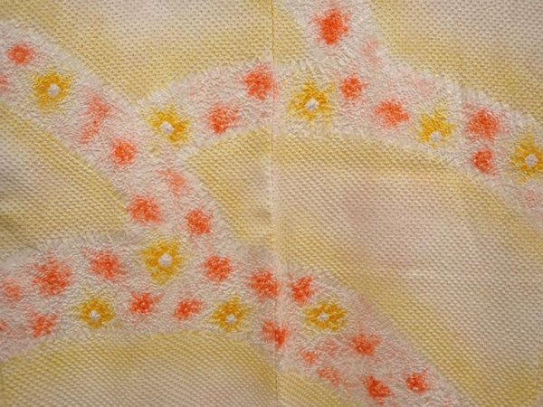 Photo3: 6629T01z510 Vintage Japanese Kimono Silk SHIBORI HAORI  Straw yellow (3)