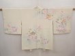 Photo1: 6629T02z610 Vintage Japanese Kimono Silk HAORI Flowers Off-white (1)