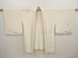 Photo5: 6629T02z610 Vintage Japanese Kimono Silk HAORI Flowers Off-white (5)