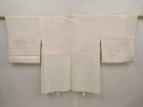 Photo7: 6629T02z610 Vintage Japanese Kimono Silk HAORI Flowers Off-white (7)