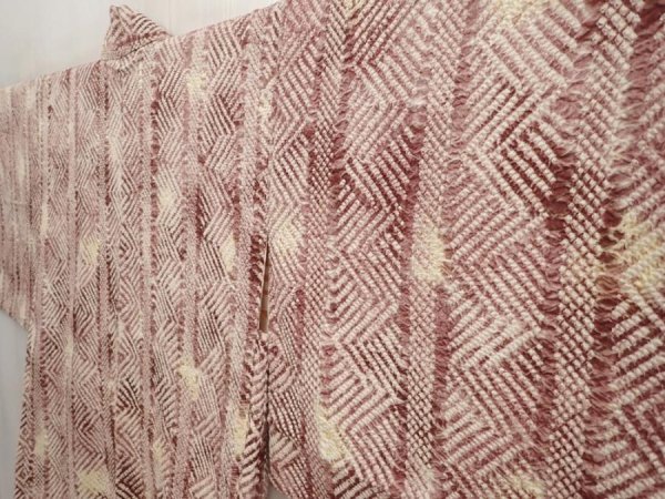 Photo2: 6629T03z480 Vintage Japanese Kimono Silk SHIBORI HAORI  Grape-Brown (2)