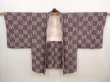Photo5: 6629T04z570 Vintage Japanese Kimono Silk HAORI  Dark grape (5)