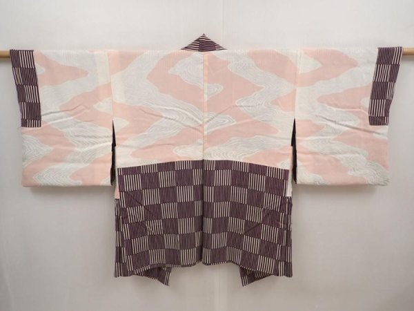 Photo6: 6629T04z570 Vintage Japanese Kimono Silk HAORI  Dark grape (6)