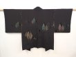 Photo1: 6629T05z560 Vintage Japanese Kimono Silk HAORI Trees Black (1)