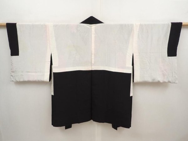 Photo6: 6629T05z560 Vintage Japanese Kimono Silk HAORI Trees Black (6)