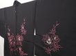 Photo2: 6629T07z550 Vintage Japanese Kimono Silk HAORI Flower Black (2)