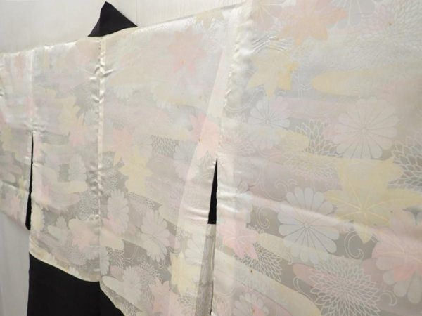 Photo8: 6629T07z550 Vintage Japanese Kimono Silk HAORI Flower Black (8)