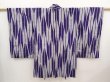 Photo1: 6629T08z400 Antique Japanese Kimono Silk HAORI Yagasuri Dark lavender blue (1)