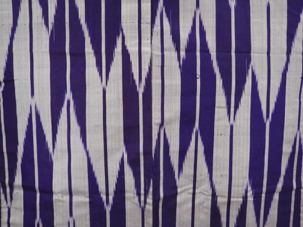 Photo3: 6629T08z400 Antique Japanese Kimono Silk HAORI Yagasuri Dark lavender blue (3)
