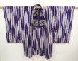 Photo6: 6629T08z400 Antique Japanese Kimono Silk HAORI Yagasuri Dark lavender blue (6)